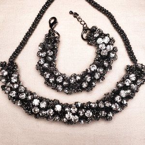 Necklace & Bracelet Set (Crystal, Metal)